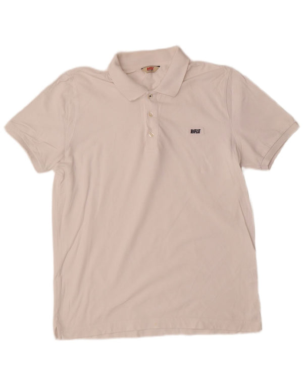 Polo da uomo Rifle in cotone bianco medio