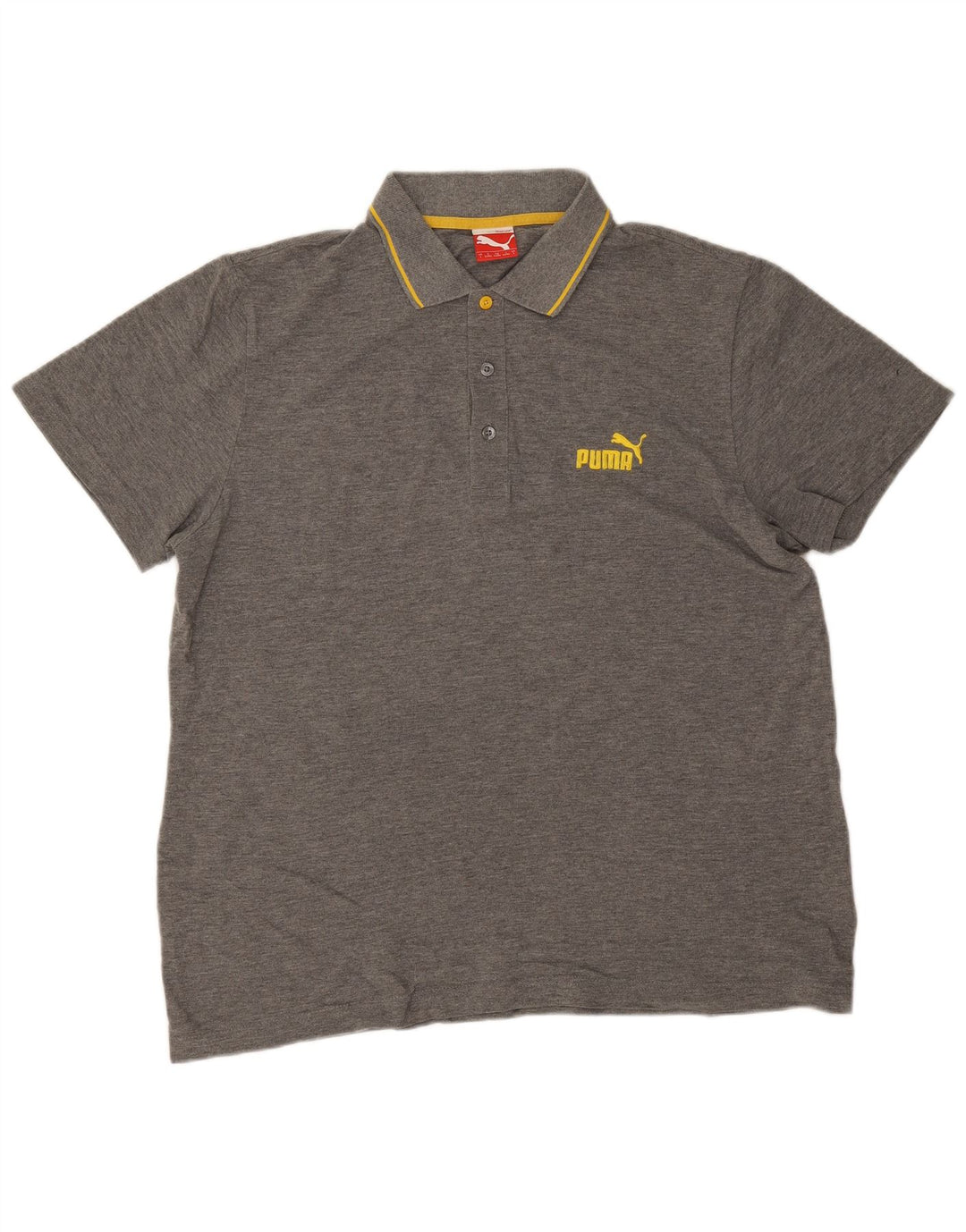 Polo da uomo Puma grande in cotone a righe grigie