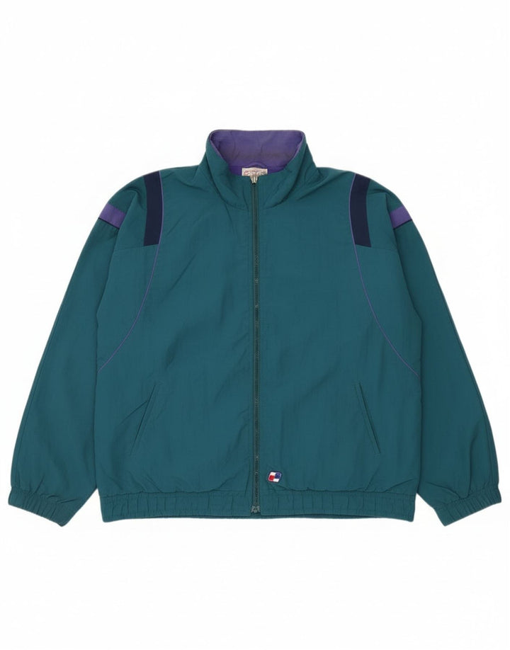 Giacca da tuta da uomo vintage vestibilità ampia, grande color block blu