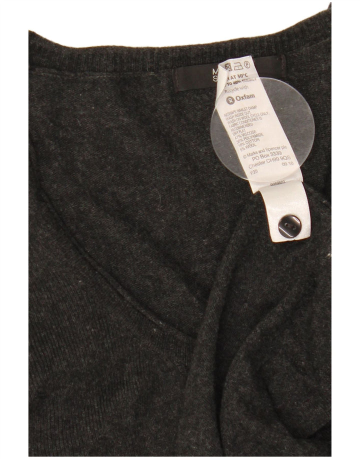 Maglione cardigan lungo da donna Marks & Spencer UK 14 grande viscosa grigia