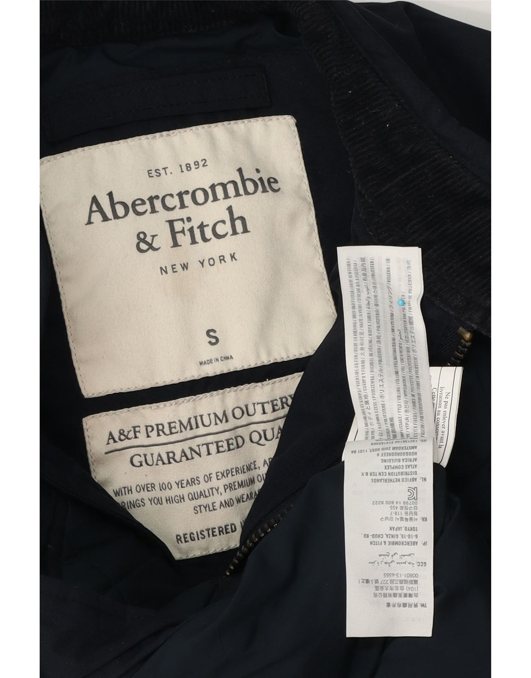 Giacca trapuntata da uomo Abercrombie & Fitch UK 36 Small Poliestere blu navy