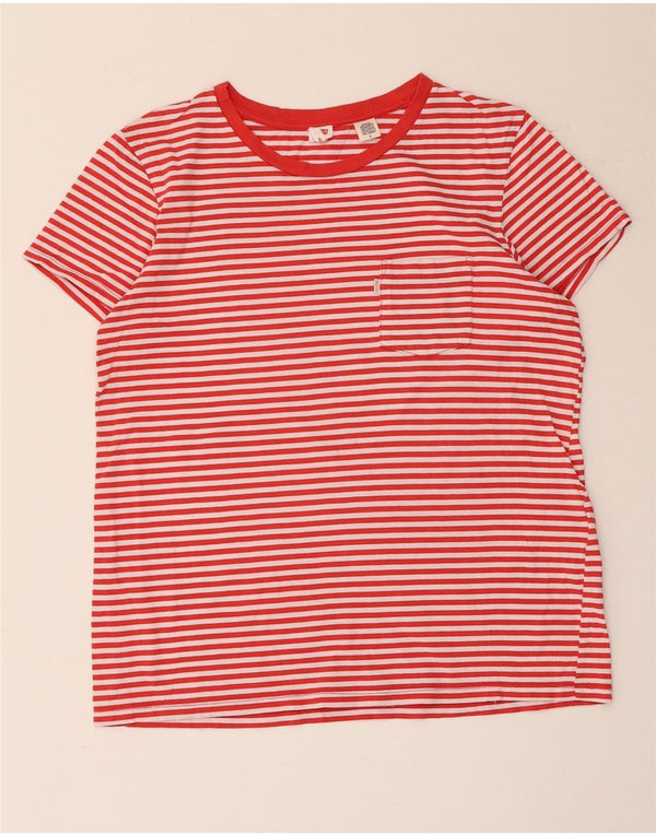 T-shirt da donna Levi's Top UK 14 cotone gessato rosso medio