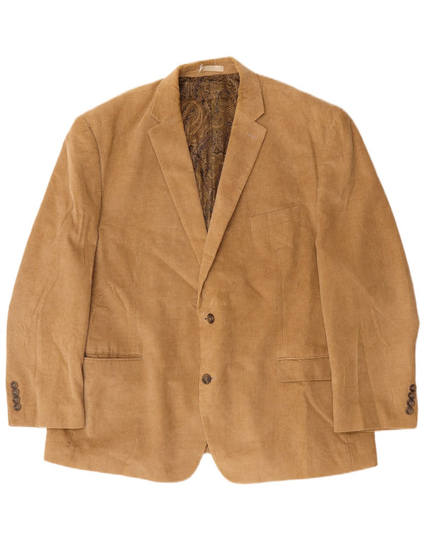 Giacca blazer da uomo in velluto a coste a 2 bottoni Chaps IT 50 grande in cotone beige