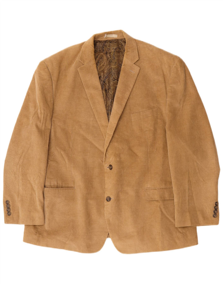 Giacca blazer da uomo in velluto a coste a 2 bottoni Chaps IT 50 grande in cotone beige