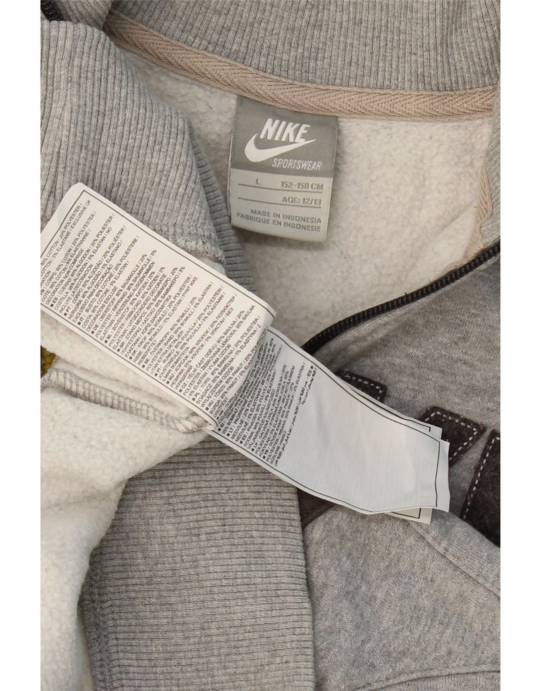 NIKE Boys Graphic Tracksuit Top Jacket 12-13 Years Large Grey Colourblock