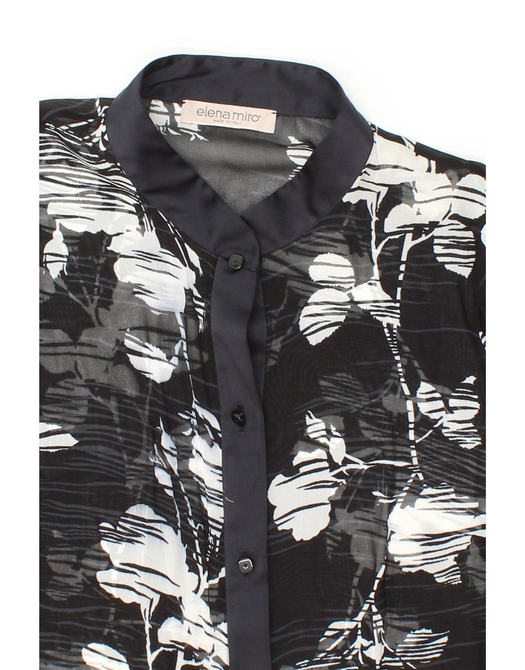 ELENA MIRO Womens See Through Shirt Blouse UK 12 Medium Black Floral Vintage ELENA MIRO and Second-Hand ELENA MIRO from Messina Hembry 