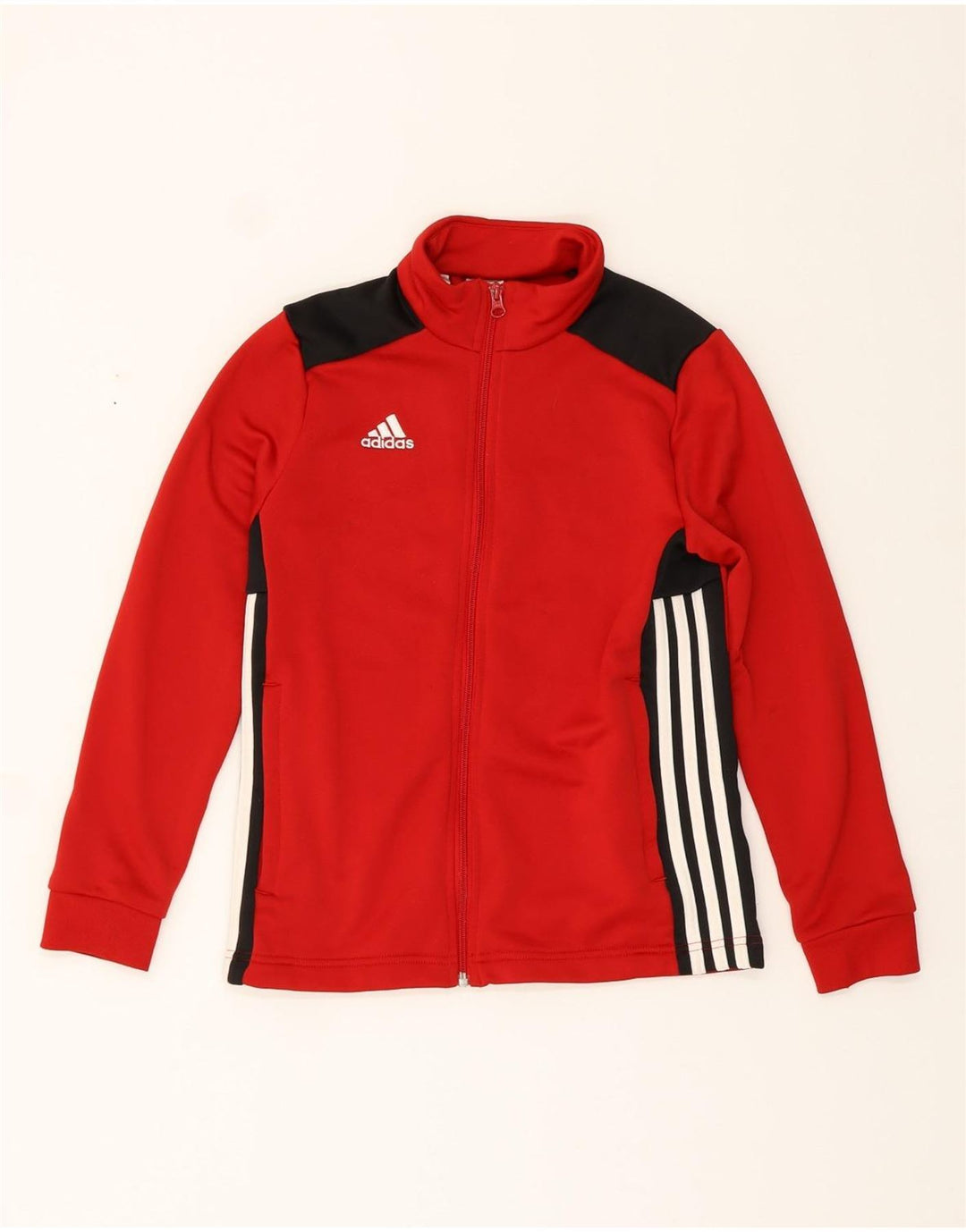 ADIDAS Boys Tracksuit Top Jacket 11-12 Years Red Colourblock Polyester Vintage Adidas and Second-Hand Adidas from Messina Hembry 