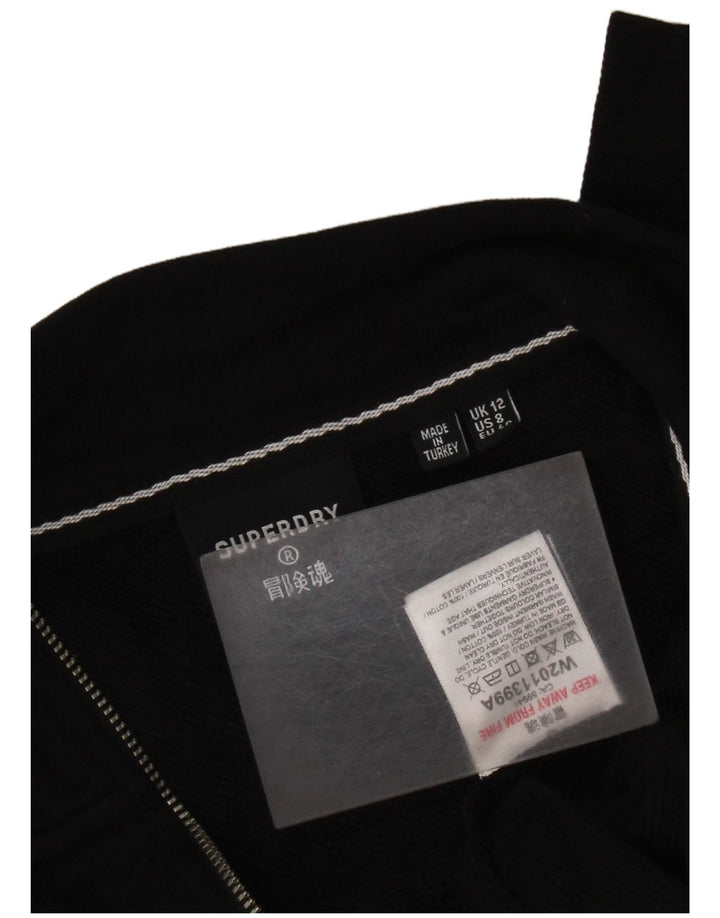 Felpa da donna con collo con zip e grafica corta Superdry, taglia UK 12, media, nera