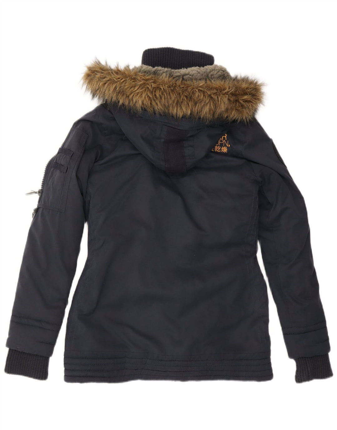 Giacca a vento con cappuccio da donna SUPERDRY UK 14 poliestere medio blu navy