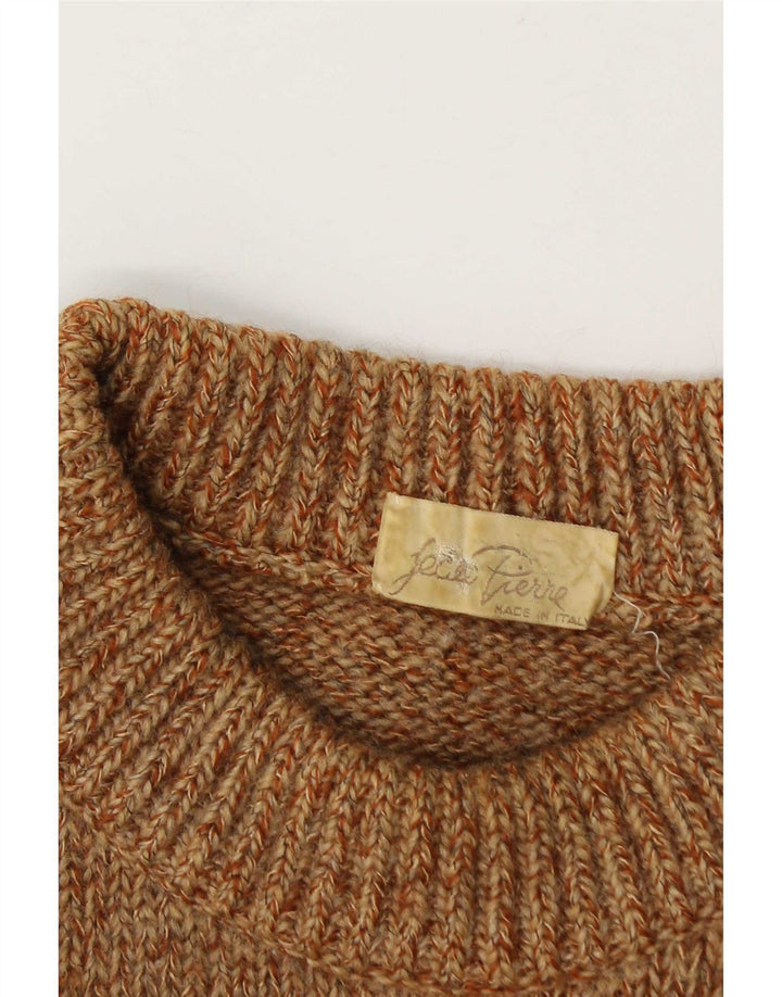 Maglione vintage da uomo girocollo, grande beige screziato