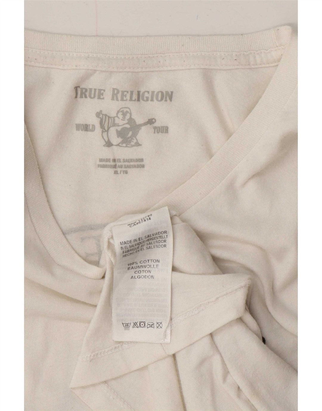 T-shirt grafica da uomo True Religion Top XL in cotone bianco