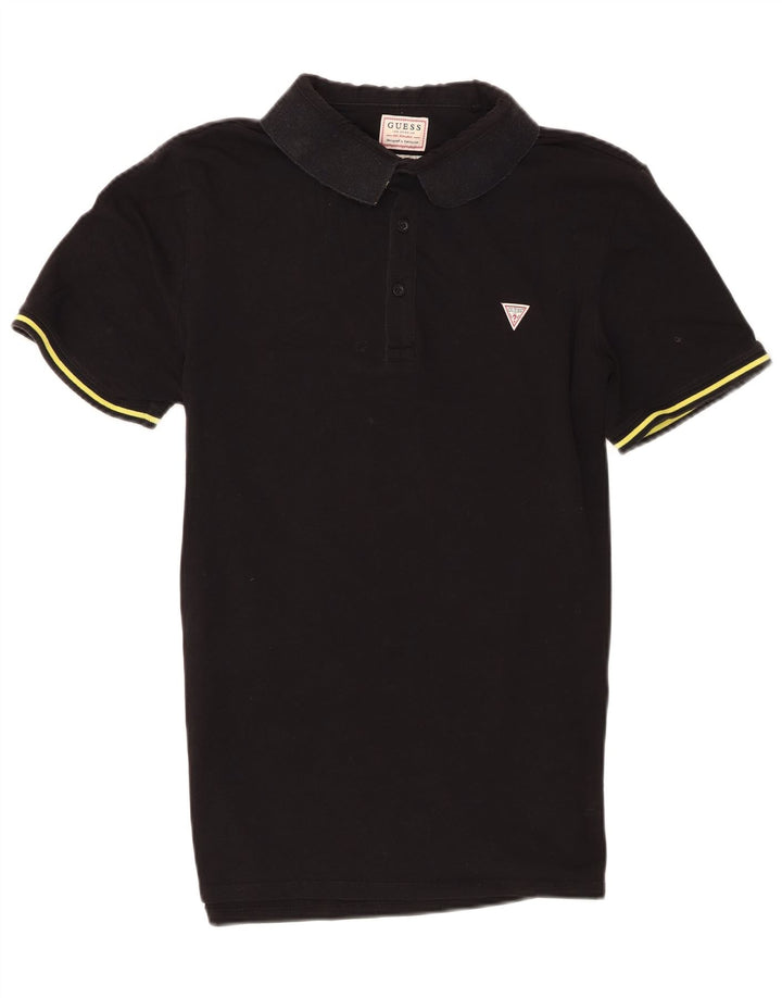 Polo Guess da uomo a maniche corte, vestibilità regolare, in cotone nero medio