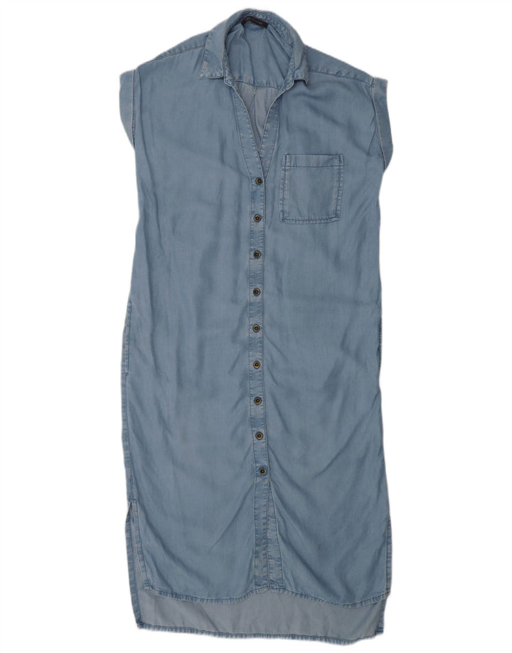 Abito camicia oversize a maniche corte da donna Marks & Spencer UK 8 piccolo blu