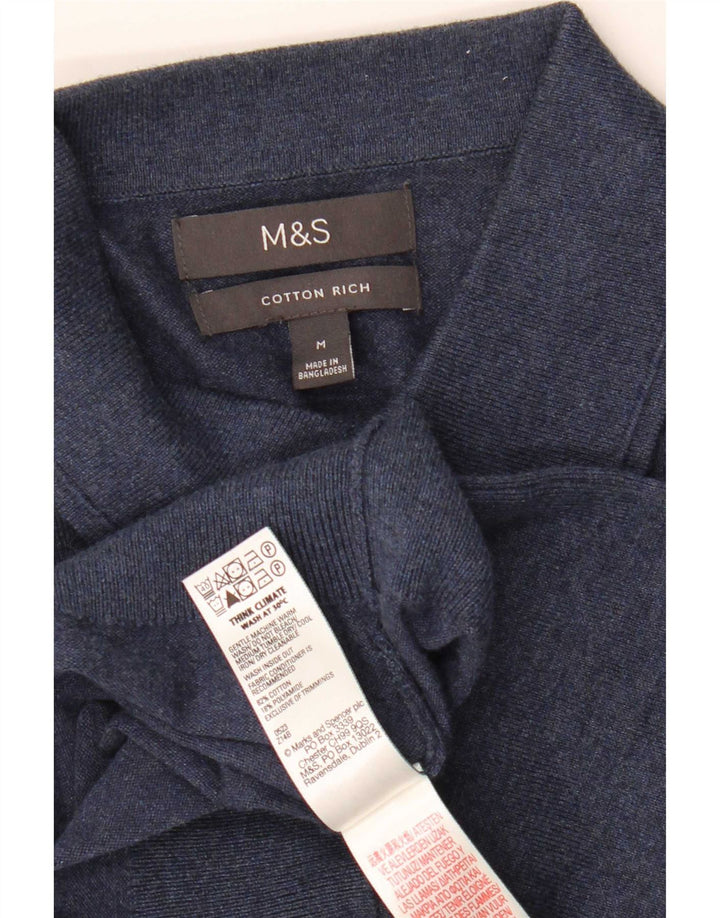 Maglione da uomo Marks & Spencer con collo alto in cotone blu navy medio