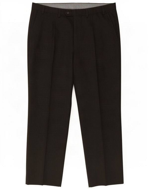 Marks & Spencer Mens Pegged Suit Trousers W36 L29 Brown Pinstripe Polyester