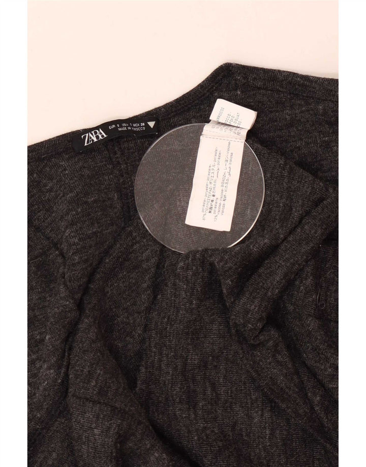 Top Zara da donna oversize in camicetta UK 10 piccolo poliestere chiazzato grigio