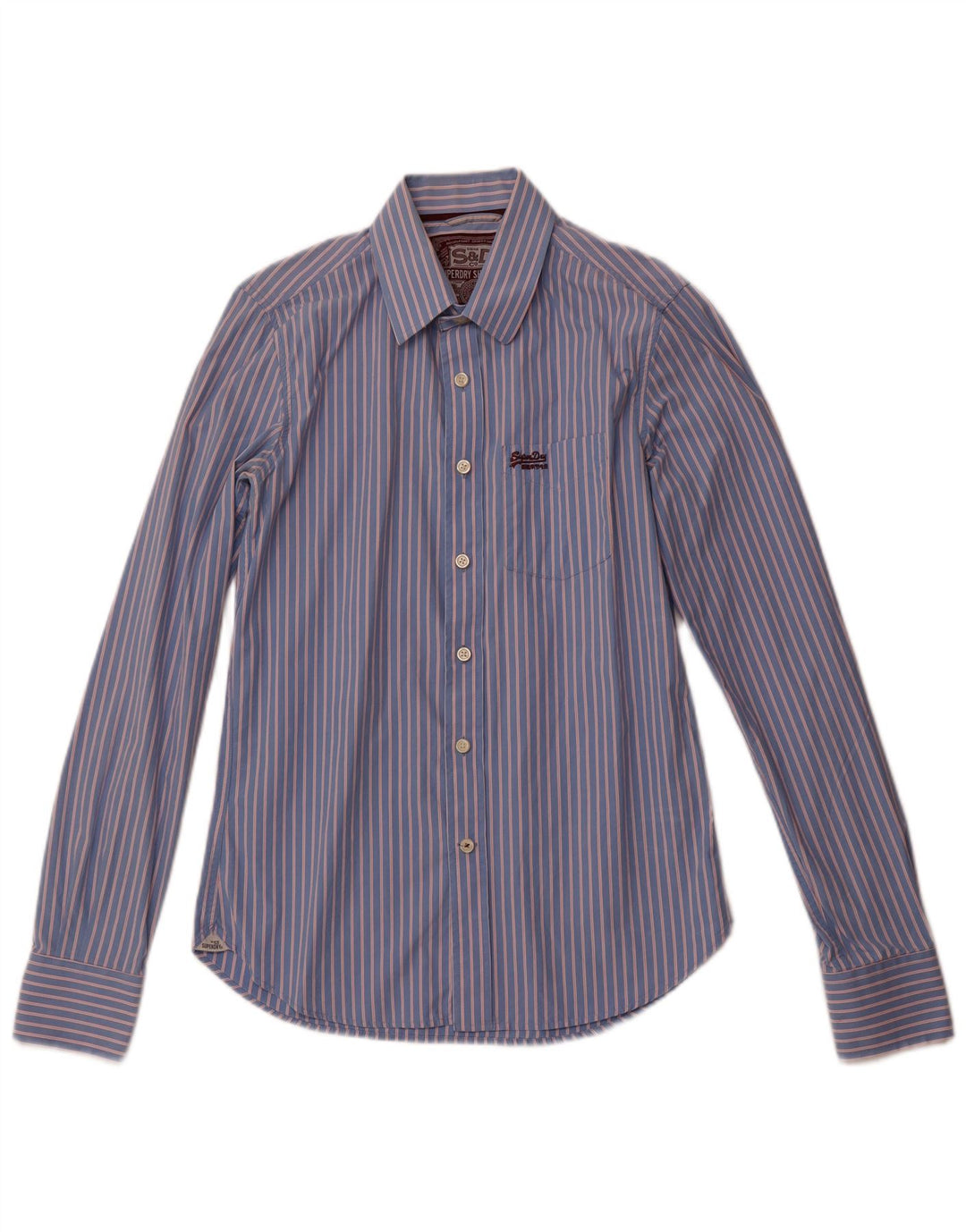 Camicia da uomo Superdry in cotone a righe blu medio