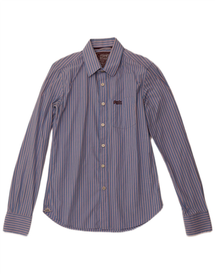 Camicia da uomo Superdry in cotone a righe blu medio
