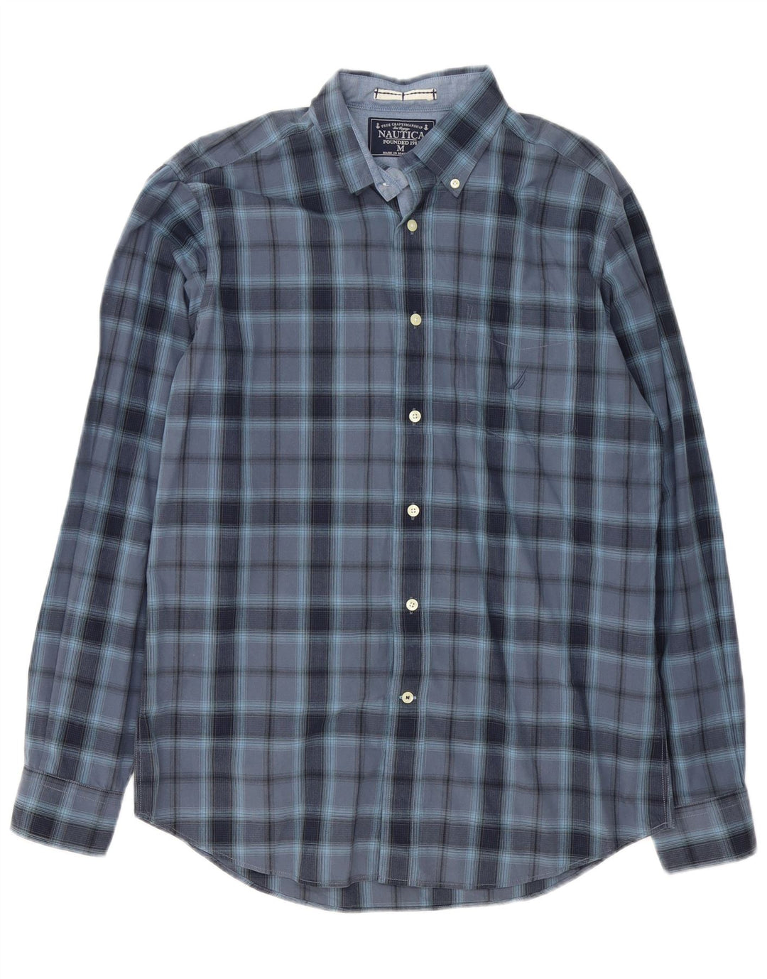 Camicia da uomo Nautica in cotone a quadri blu navy medio