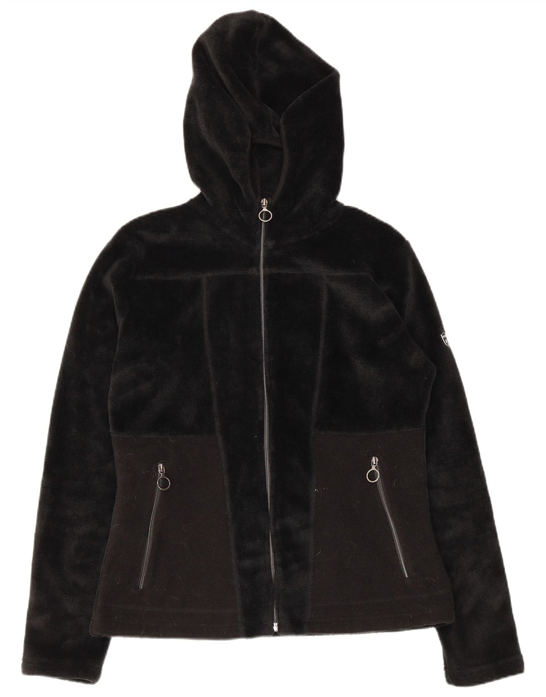 Giacca in pile con cappuccio da donna Brugi UK 12 Medium Nero Poliestere