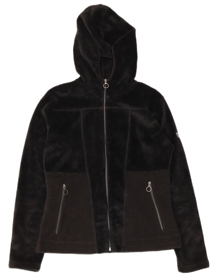 Giacca in pile con cappuccio da donna Brugi UK 12 Medium Nero Poliestere