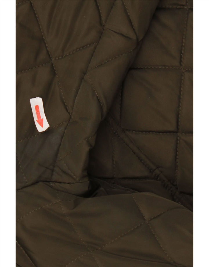Cappotto trapuntato con cappuccio da donna Dkny UK 16 grande poliestere kaki