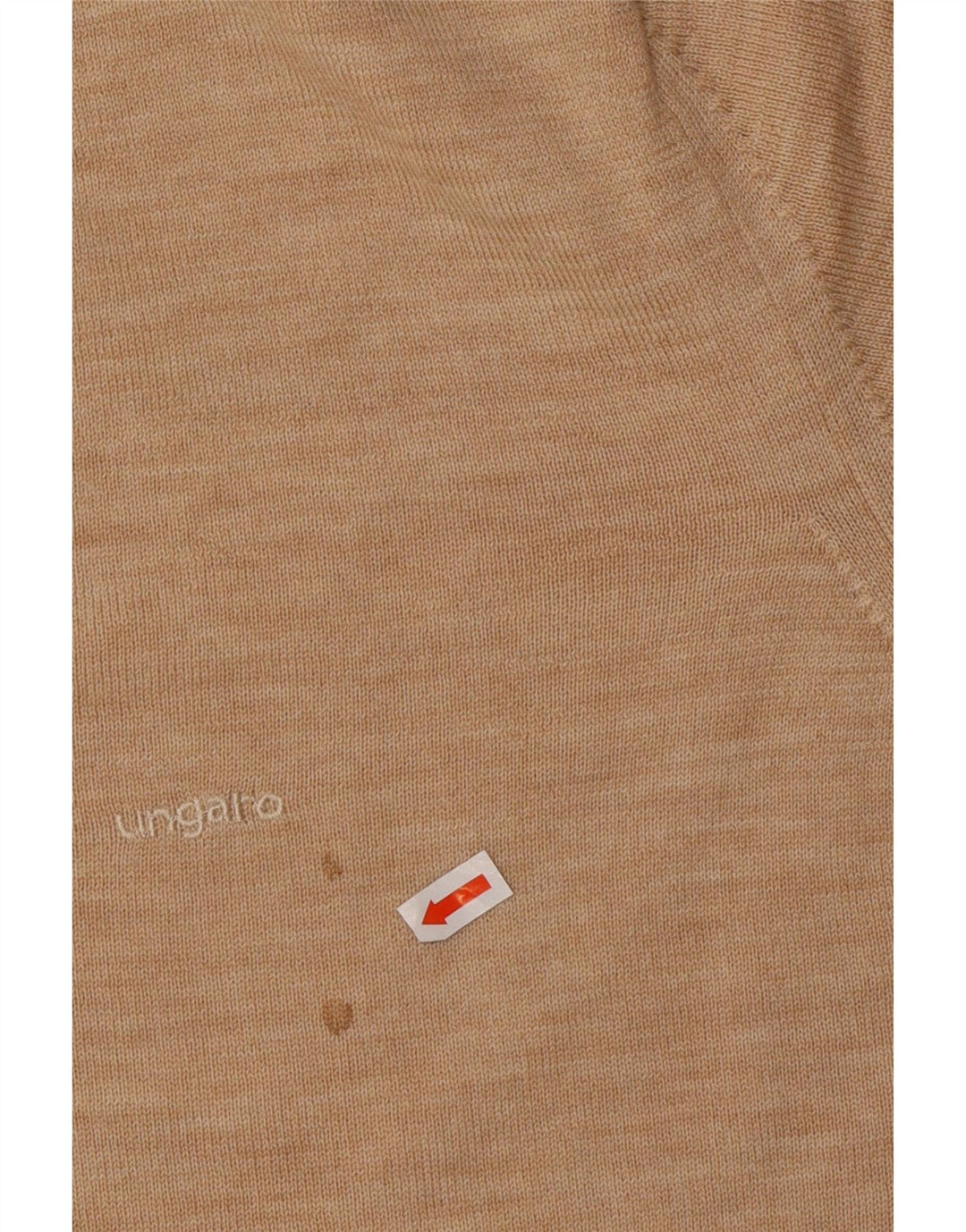 UNGARO Mens V-Neck Jumper Sweater IT 48 Medium Beige Wool