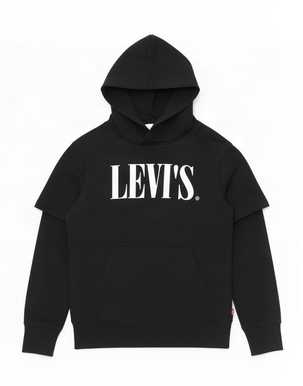 Levi's Boys Graphic Hoodie Jumper 9-10 Years Black Cotton