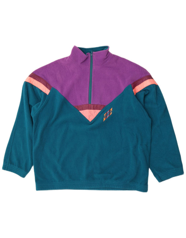 Brugi Maglione in pile da uomo con zip sul collo XL Blu Colourblock Sports