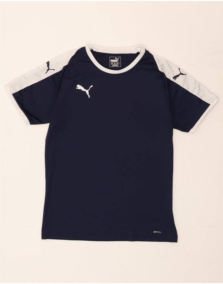 T-shirt da uomo Puma Top Small blu navy color block