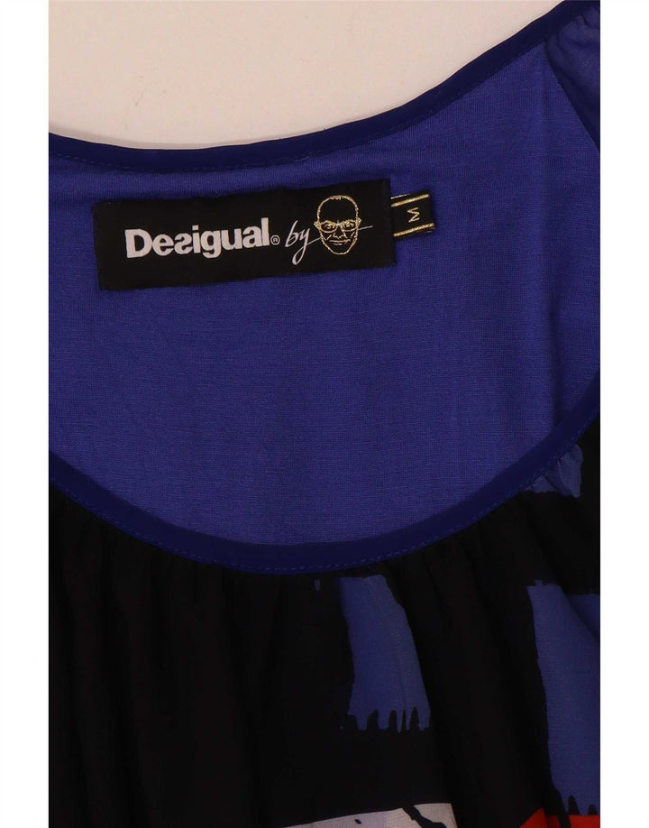 Desigual Abito caftano con maniche a 3/4 con grafica da donna UK 14 Patchwork blu medio
