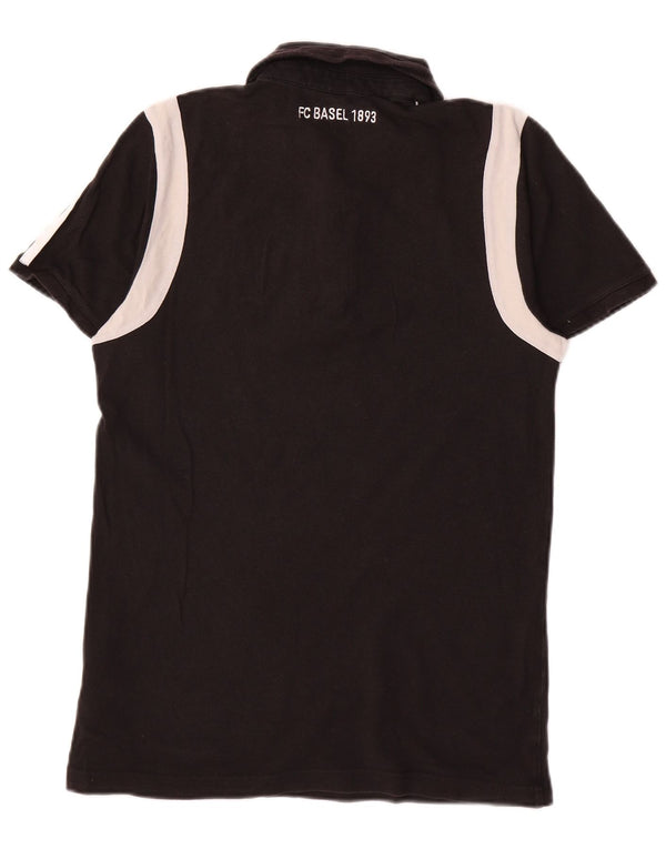 Polo grafica da uomo Adidas FC Basel 1893 piccola in cotone color block nera