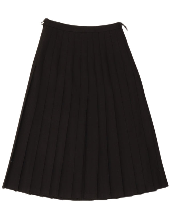 Gonna a pieghe a coltello a vita alta da donna VINTAGE EU 40 media W26 lana nera