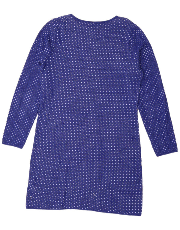 Crew Clothing Abito maglione da donna a maniche lunghe UK 14 Grande blu maculato