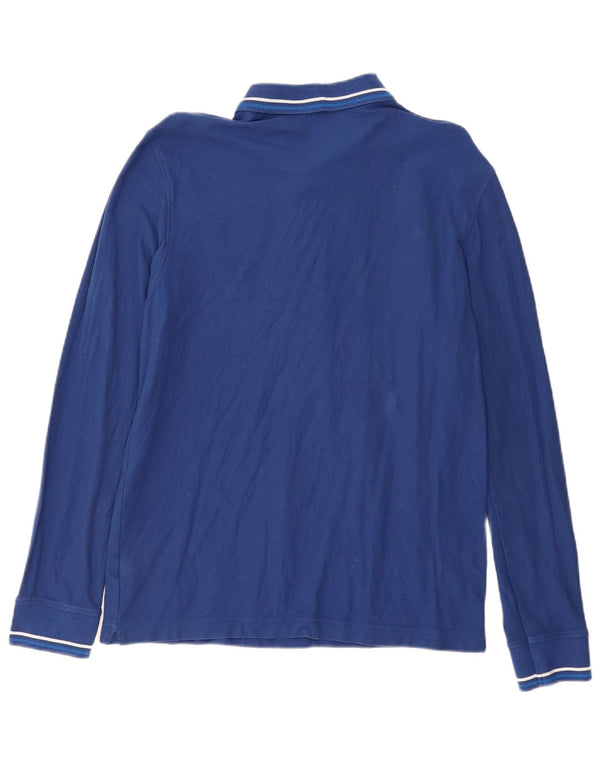 Polo da uomo a maniche lunghe Lotto Large in cotone blu