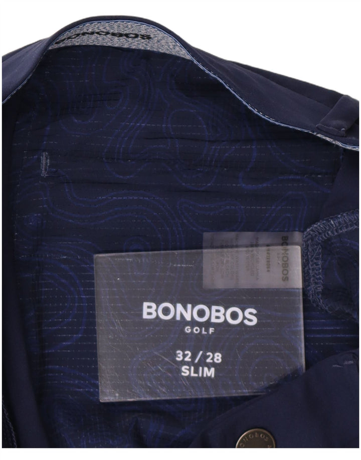 BONOBOS Pantaloni chino slim fit da uomo W32 L28 poliestere blu navy