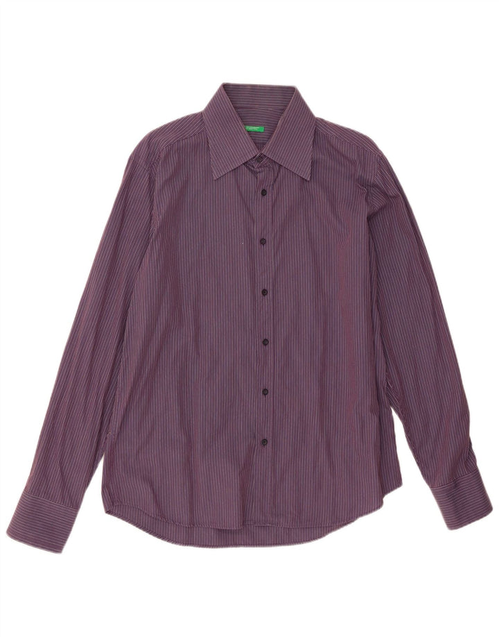 Camicia Benetton Uomo Gessato Viola Medio