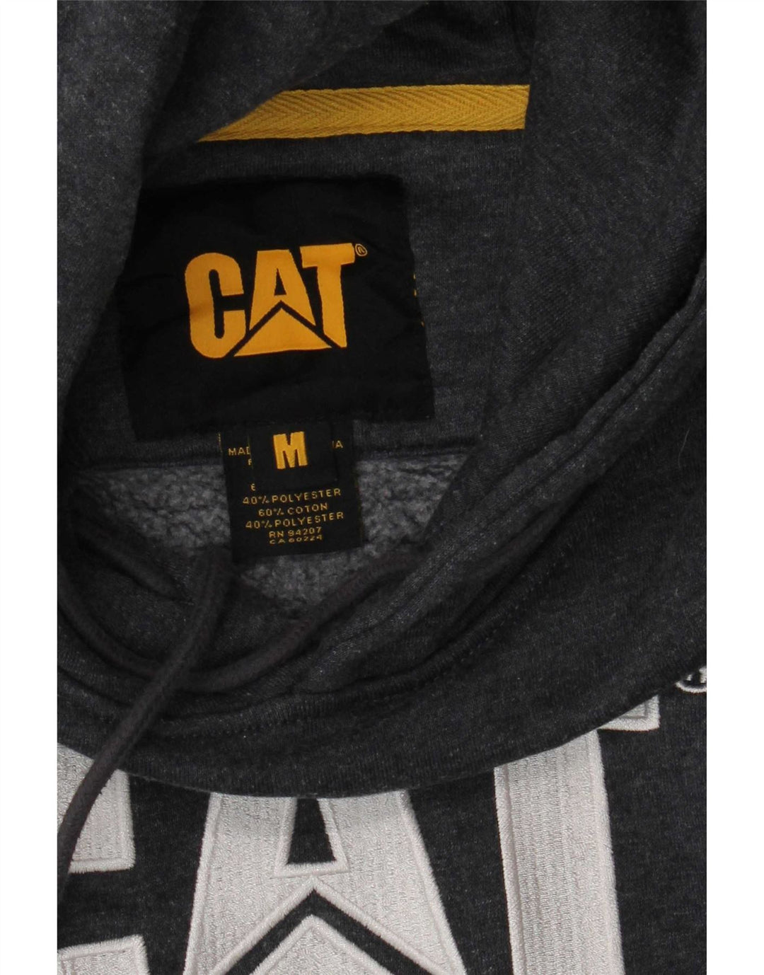 Maglione con cappuccio grafico da uomo CAT in cotone grigio medio
