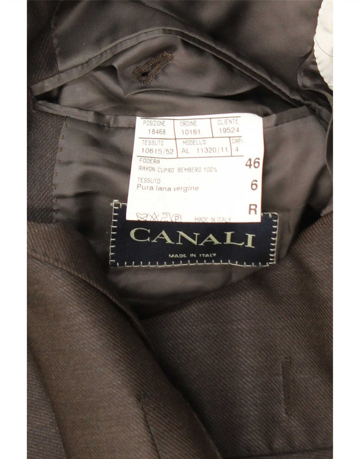 Giacca Blazer 3 Bottoni Canali Uomo IT 46 Small Marrone Lana