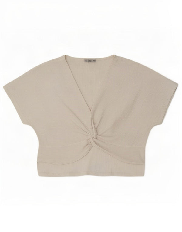 Top in camicetta da donna Zara UK 14 poliestere bianco medio