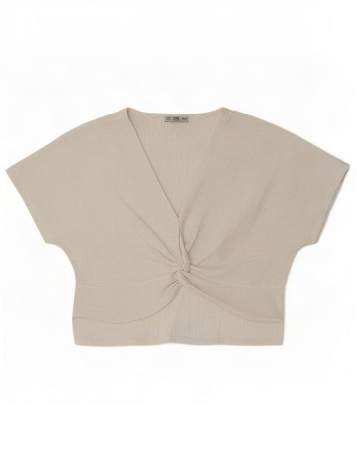 Top in camicetta da donna Zara UK 14 poliestere bianco medio