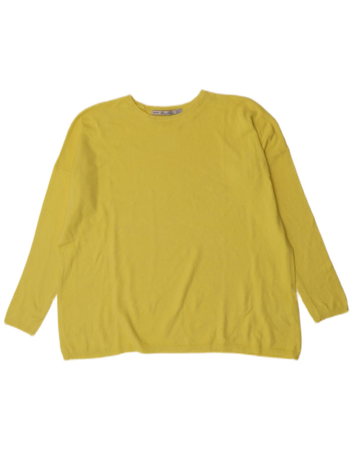 Maglione maglione oversize con scollo a barca da donna Zara UK 14 cotone giallo medio