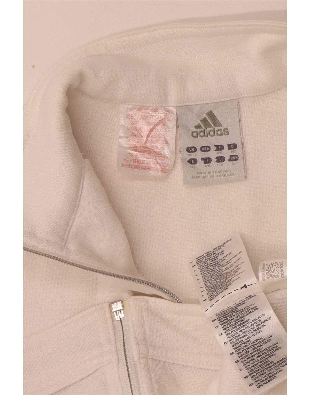 Giacca da ginnastica grafica per ragazze Adidas 11-12 anni in poliestere bianco