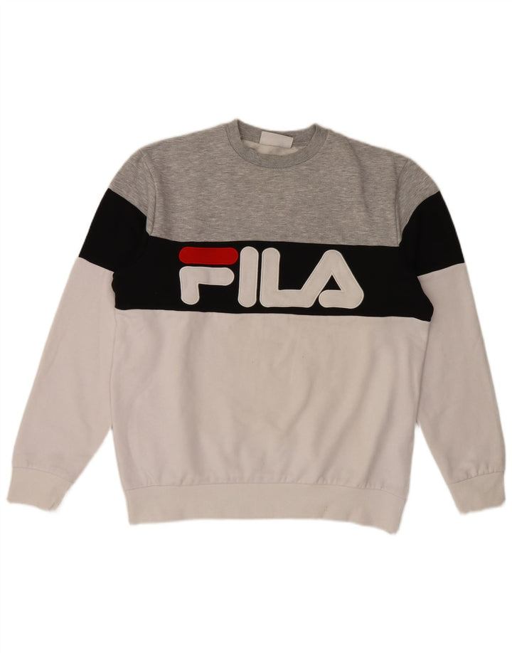 Fila Felpa grafica da uomo Maglione grande in cotone color block multicolore