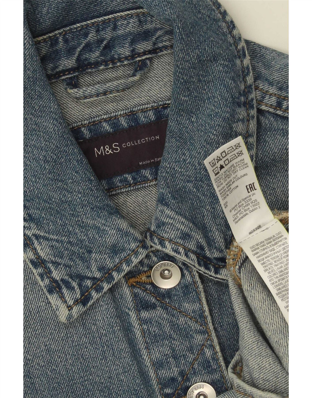 Giacca di jeans da donna Marks & Spencer UK 10 piccola cotone blu