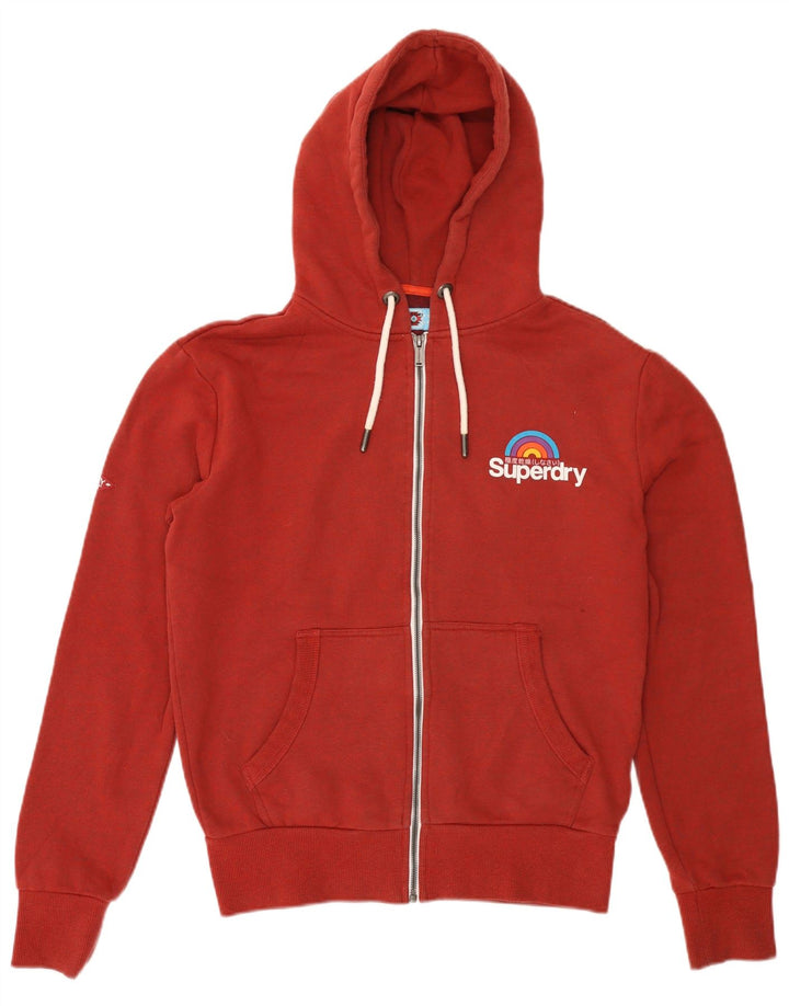 Maglione con cappuccio e zip da uomo Superdry piccolo in cotone rosso