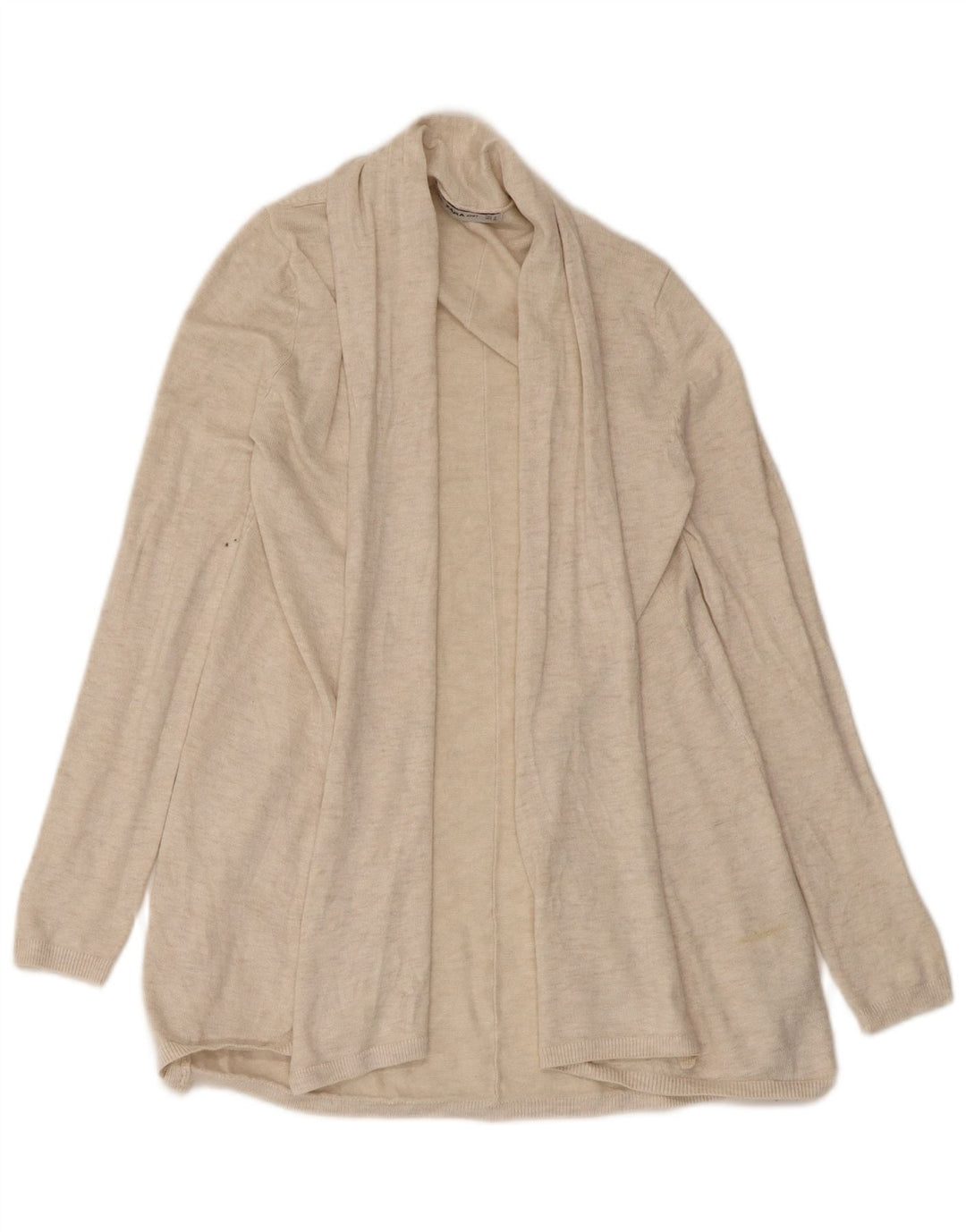 Maglione cardigan aperto da donna Zara UK 8 piccolo in viscosa beige