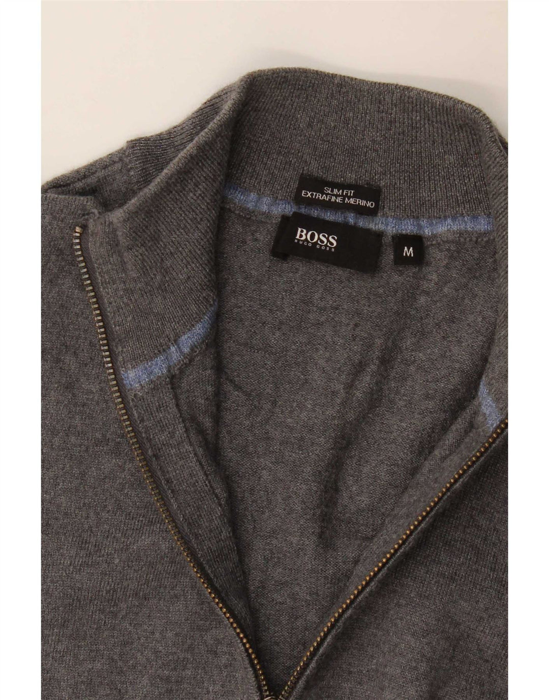 Maglione cardigan slim fit da uomo Hugo Boss in lana merino grigio medio