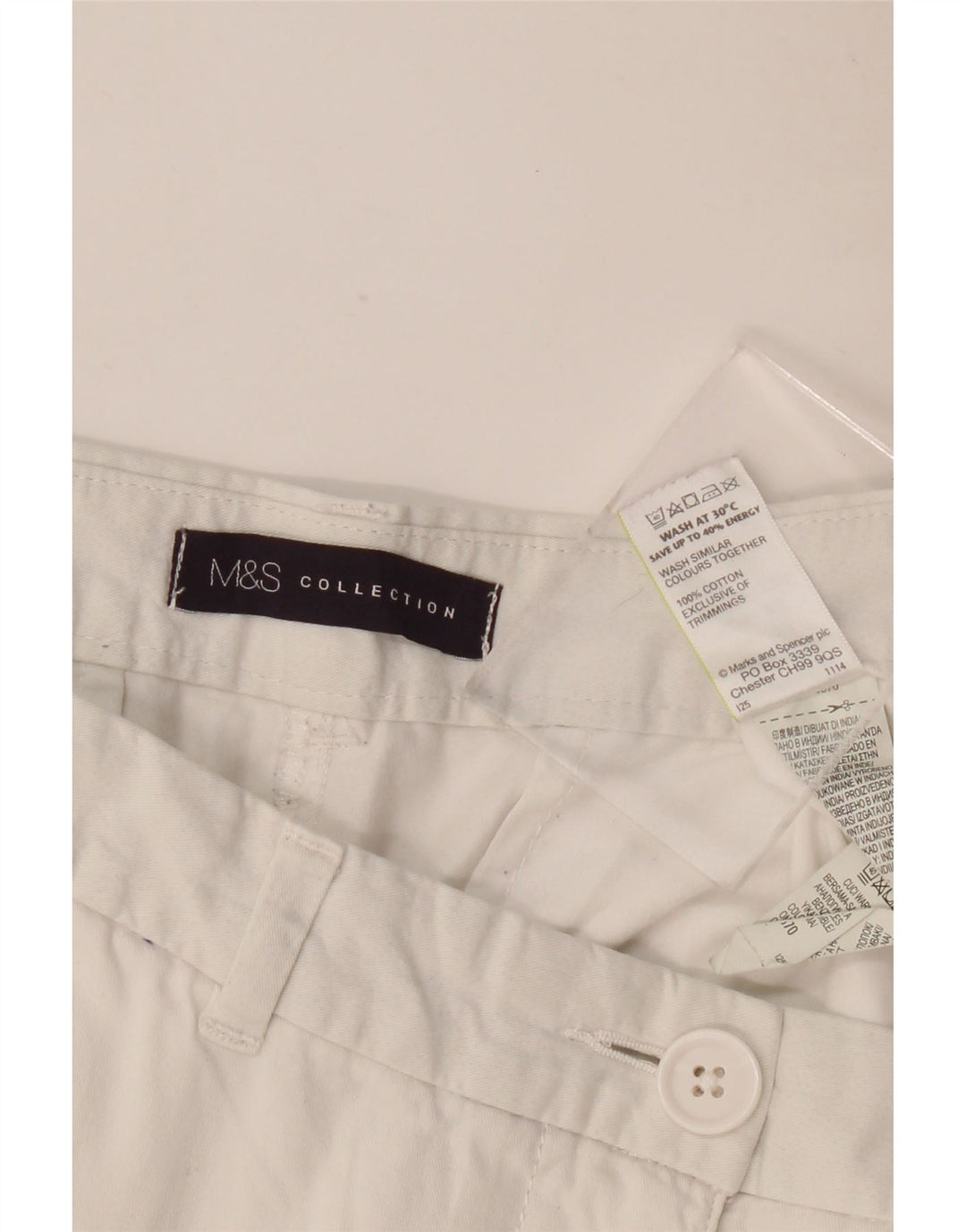Pantaloni corti con pegged da donna Marks & Spencer UK 14 Large W36 L24 Bianco