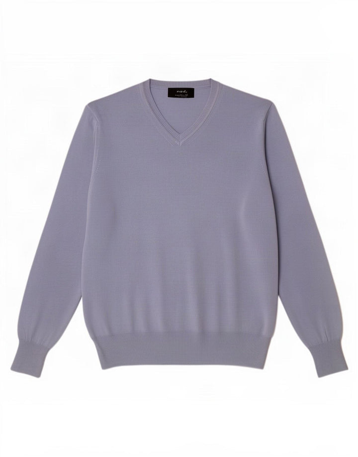 Maglione Zara da uomo con scollo a V grande in cotone blu